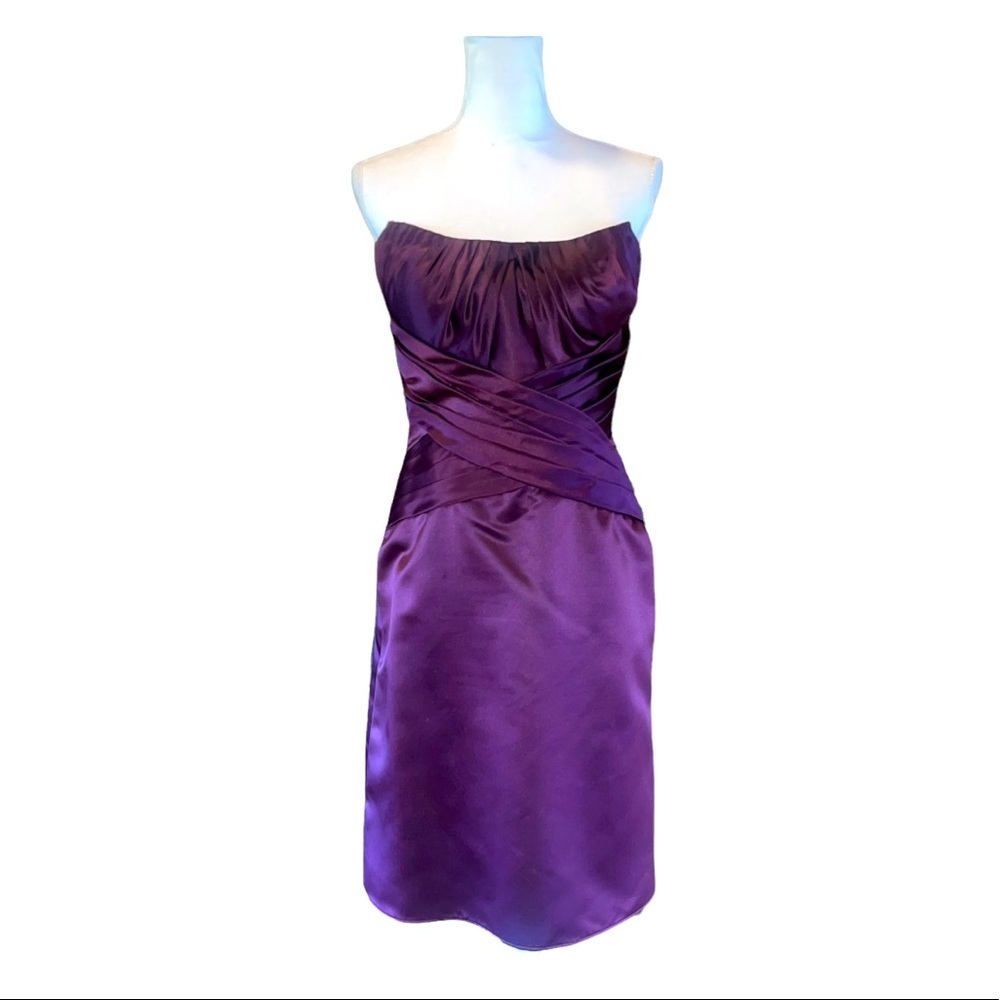 BILL LEVKOFF Eggplant Strapless Dress Size